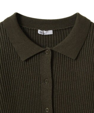 CRAFT STANDARD BOUTIQUE 襟付きニットコンパクトカーディガン Green