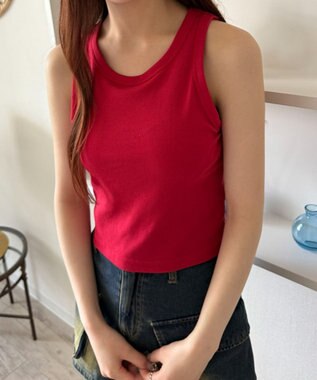 WEGO 【カップ付きインナー/SMサイズ展開】なちゅ盛れカップインアメスリタンク レッド