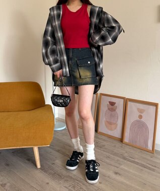 WEGO 【カップ付きインナー/SMサイズ展開】なちゅ盛れカップインアメスリタンク レッド