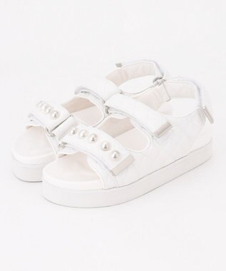 パールポイントツイード／キルティング サンダル