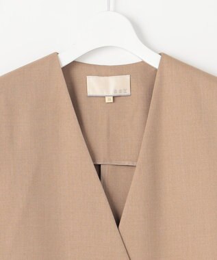 自由区 L 【接触冷感・速乾・UVケア・撥水・防シワ】リネンライクツィル ジレ キャメル系