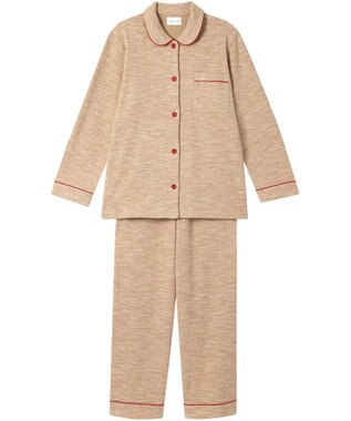 une nana cool 【綿混】カジュアルスラブツィード 長袖開襟パジャマ ブラウン