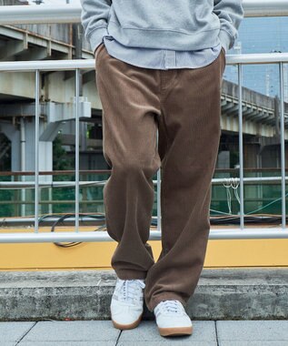 WEGO 【ウエストゴム/ユニセックス着用ITEM】コーデュロイイージーストレートパンツ ベージュ