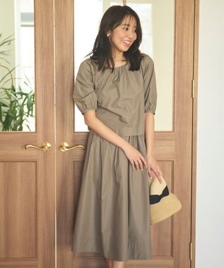 Feroux 【洗える】パフスリーブセット アップ キャメル系