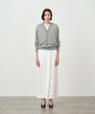 ATON CASHMERE SILK SPUN | Vネックカーディガン TOP GRAY