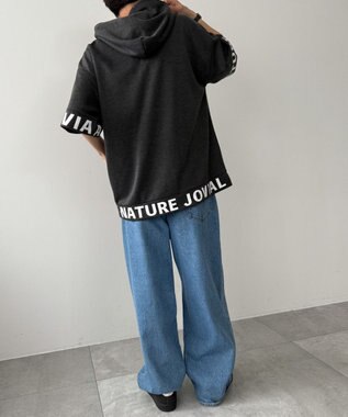 WEGO 【MLXLサイズ展開】グラフィックZIPパーカー（SS） ブラック中濃色