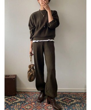 Green Parks リブニットパンツ Khaki