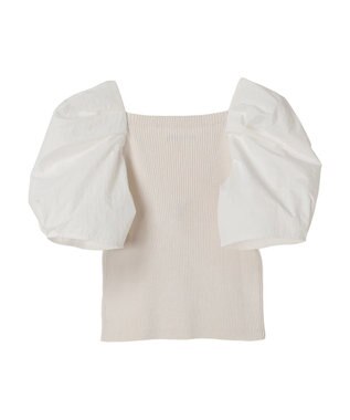 Green Parks ・ＡＮＤ　ＳＥＡＲＣＨ　布帛スリーブニットプルオーバー Off White