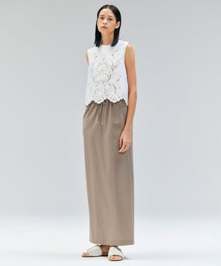 BEIGE， 【洗える/接触冷感/速乾/UVケア対応・Precious 8月号掲載】BATEAU / イージーウエストIラインロングスカート Taupe