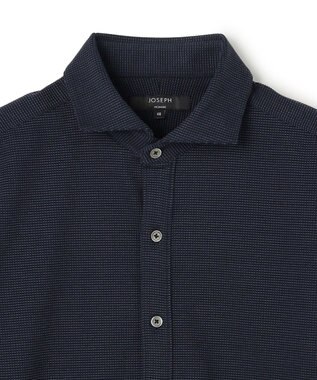 JOSEPH HOMME 【新素材】グリットタックジャージー　ホリゾンタルカラーシャツ ネイビー系