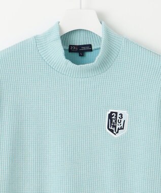 23区GOLF 冬の定番トップス【MEN】【吸湿発熱】グランサーモワッフル モックネックシャツ スカイブルー系