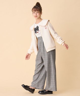 ANY KIDS フリル チェック サロペット ブラック系チェック