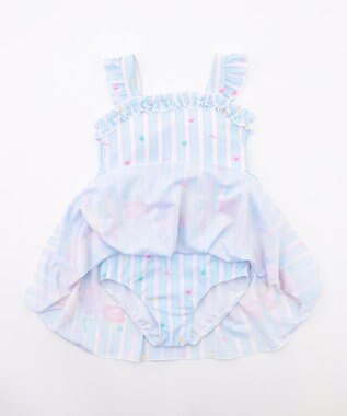 ANY KIDS 【UVカット】フリルワンピース水着 サックスブルー×アイス