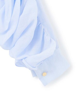 BEIGE， 【洗える】PAULINE / タックギャザーリネンボリュームブラウス Sax