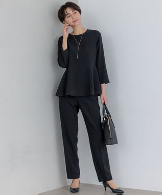 23区 【セットアップ対応】トリアセダブルジョーゼット パンツ ブラック系