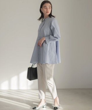 組曲 S 【前後着用可】コンパクトシャーティング チュニックブラウス ブルー系1