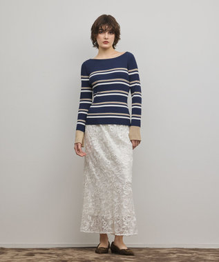 GRACE CONTINENTAL ラメボーダーニットトップ