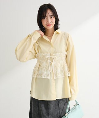 Green Parks ＳＥＴ２点シャツ＋レースビスチェ Yellow