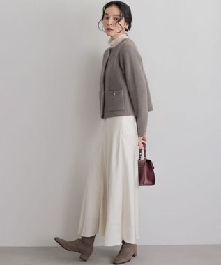 組曲 L 【加藤ローサさん着用】フラッフィーファーニット ジャケット ブラウン系