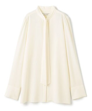 BEIGE， 【WEB限定・洗える】MIRABEAU / 2WAYストレッチボウタイブラウス White