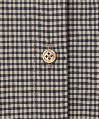 J.PRESS LADIES 【洗える】バイカラーギンガム&ストライプ ブラウス ブラック系3