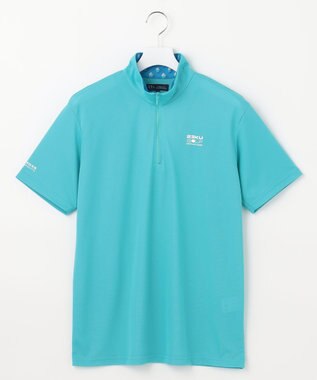 23区GOLF 【MEN】【接触冷感・UVケア・吸水速乾】ハーフジップ 無地ポロシャツ ブルー系