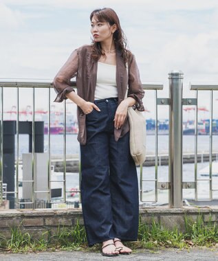 caqu FS linen wide boy`s コットンリネンワイドストレートデニム