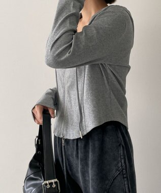 WEGO カーブヘムダブルZIPパーカー 杢グレー