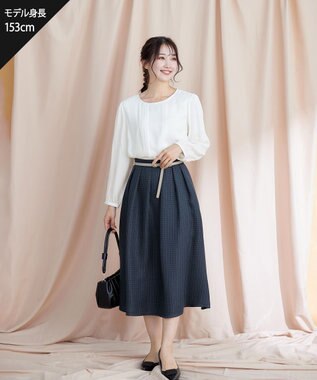 Tiaclasse 【洗える】ピンタックレースブラウス オフホワイト