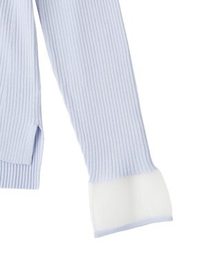 YECCA VECCA 袖口シアーリブニット Sax