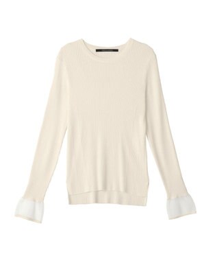 YECCA VECCA 袖口シアーリブニット Light Beige