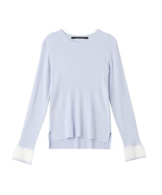 YECCA VECCA 袖口シアーリブニット Sax