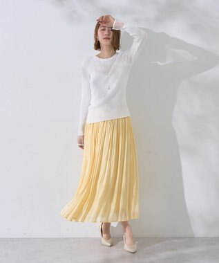 YECCA VECCA 袖口シアーリブニット Off White