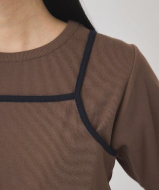 AMERICAN HOLIC 【2点セット】配色キャミ＋Tシャツ Brown