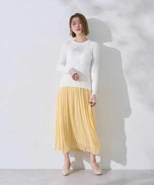 YECCA VECCA 袖口シアーリブニット Off White