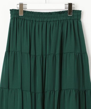 自由区 L 【洗える/着丈調節可】カラー ティアードスカート グリーン系