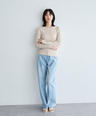 YECCA VECCA 袖口シアーリブニット Light Beige