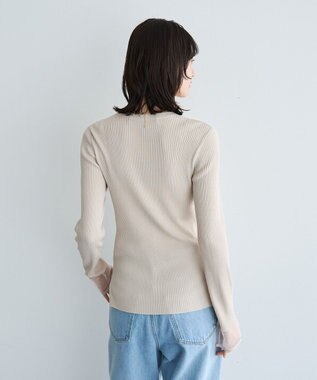 YECCA VECCA 袖口シアーリブニット Light Beige