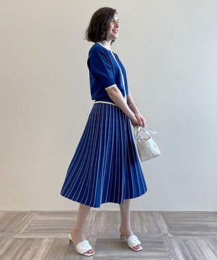 自由区 【洗える/マルチWAY】コットンアセテートニットセットアップ ダルブルー系1