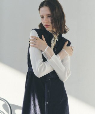 YECCA VECCA 袖口シアーリブニット Off White