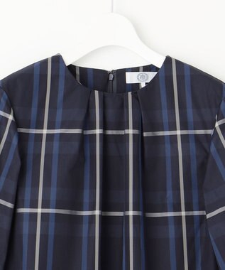 J.PRESS LADIES 【洗える】2/2綾 メモリーチェック ワンピース ネイビー系3