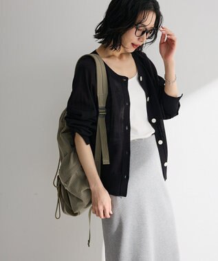 Green Parks 【しのばせカーデ】ポケッタブルＵＶカットニットカーディガン Black