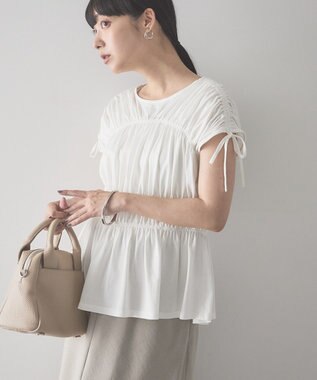 AMERICAN HOLIC 【予約】シャーリングショルダーリボンプルオーバー Off White
