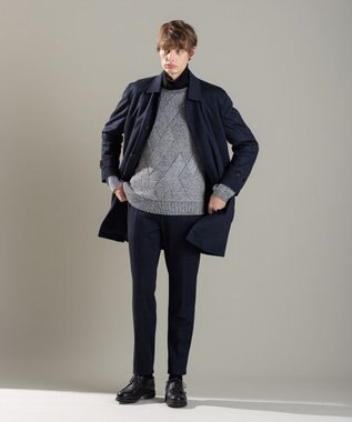 JOSEPH HOMME ビッグジオメトリージャガード　クルーネック ライトグレー系