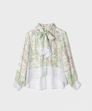 GRACE CONTINENTAL パリスカーフプリントブラウス グレー