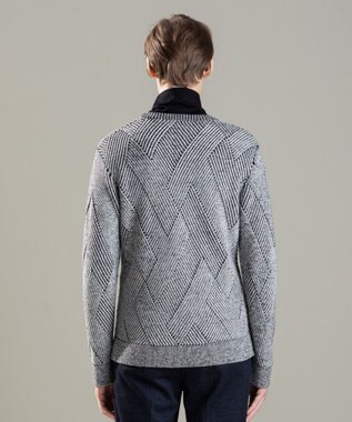 JOSEPH HOMME ビッグジオメトリージャガード　クルーネック ライトグレー系