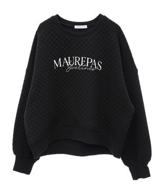 Green Parks ショート丈キルトロゴプルオーバー Black