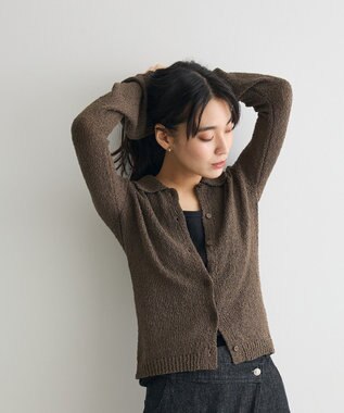 CRAFT STANDARD BOUTIQUE ブークレヤーン衿付きニットカーディガン Brown