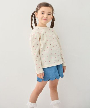 ANY KIDS 【一部店舗/WEB限定】【綿100%】プリント 長袖Tシャツ エクリュ×ハート