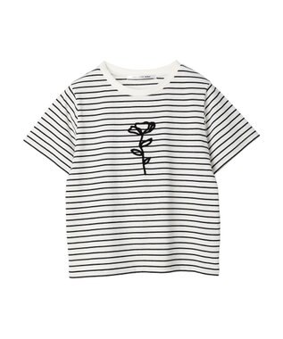 Green Parks ・ＲＡＹ　ＣＡＳＳＩＮ　フラワーサガラ刺繍Ｔシャツ Border